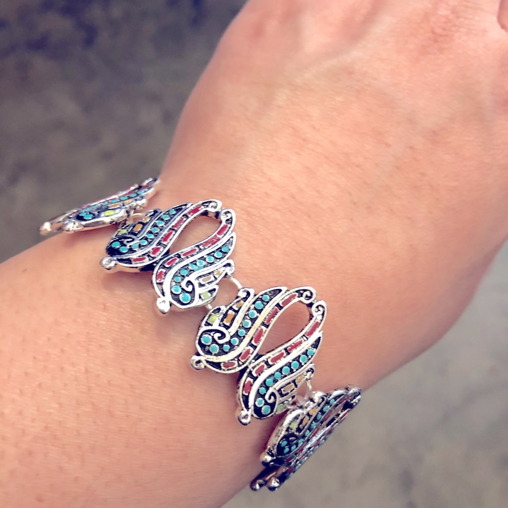 Mosaic Silver Angel Wings Magnetic Bracelet